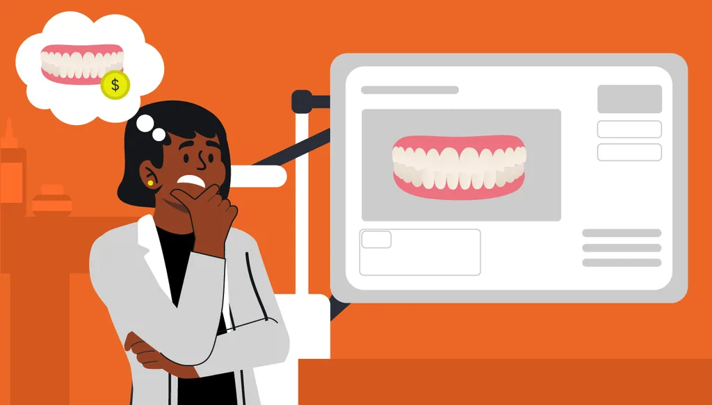 Dentista pensando sobre o valor da avaliação.