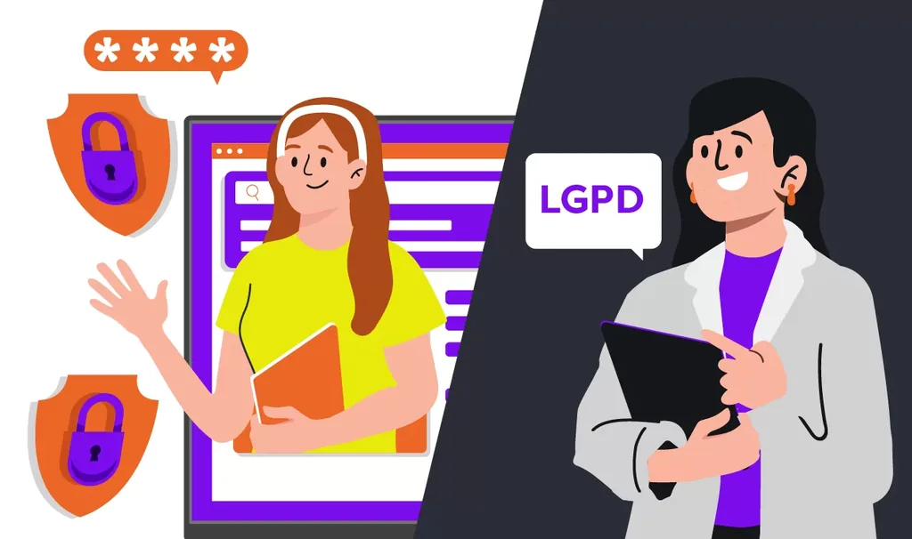 LGPD na odontologia: imagem ilustrada de pessoas conversando sobre o assunto.