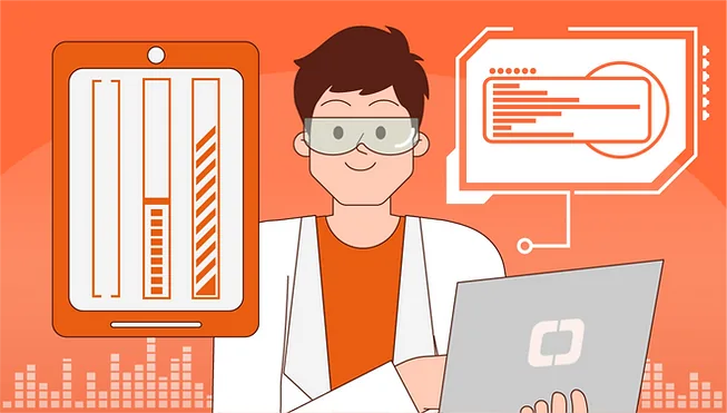 Futuro da odontologia: imagem ilustrada de gestor de clínica trabalhando com tecnologia.