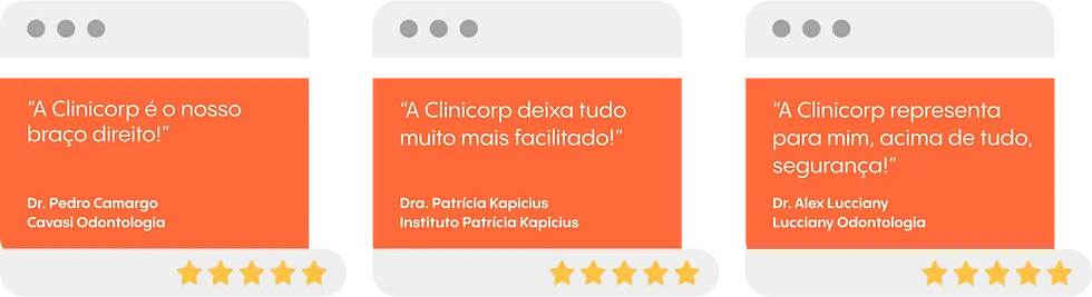 Dentista Lucrativo. Depoimentos de clientes Clinicorp para gerar prova social.