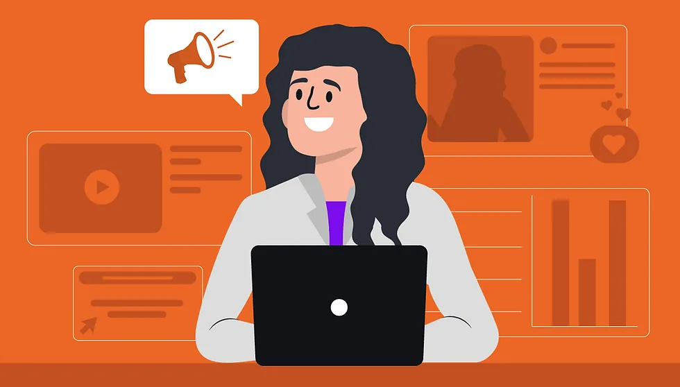 Propaganda na odontologia: imagem ilustrada de dentista fazendo propagando online da clínica.