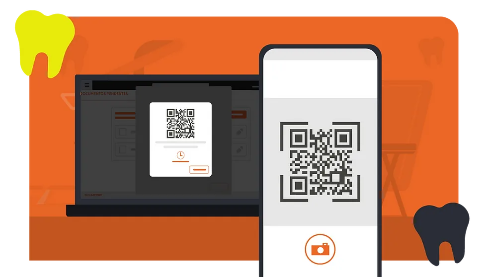 Dentista utilizando assinatura digital para dentistas em documentos clínicos com segurança e validade jurídica.