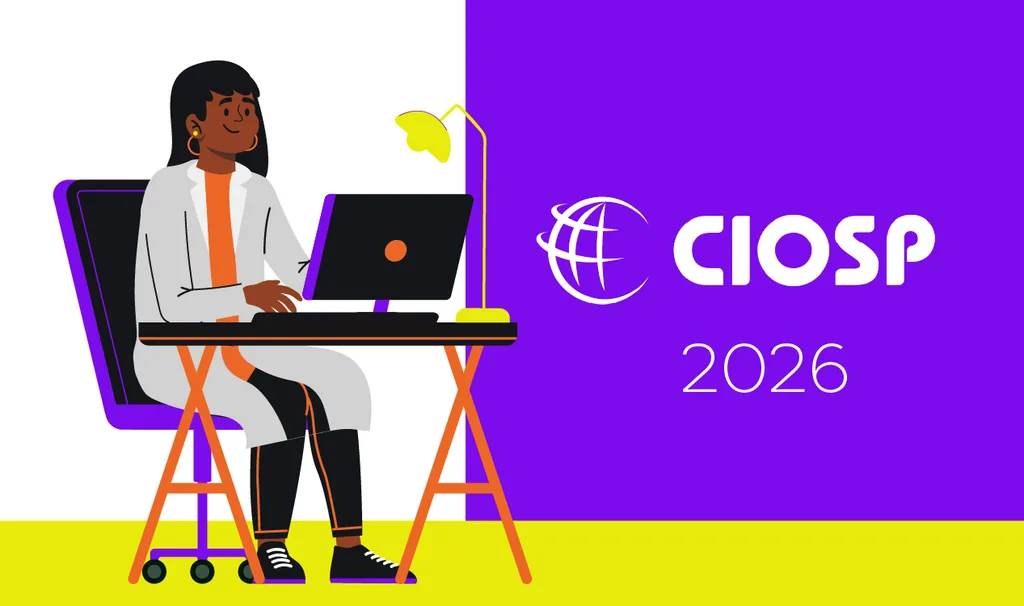 CIOSP 2026: imagem ilustrada de gestora de clínica se inscrevendo no evento.