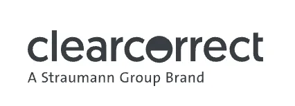 Logo da ClearCorrect, marca global de alinhadores invisíveis do Grupo Straumann, parceira do software odontológico Clinicorp.