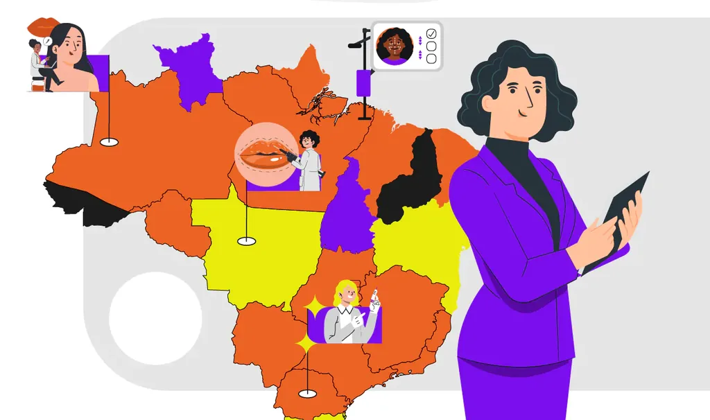 Eventos de estética: imagem ilustrada de gestora acompanhando os principais eventos de estética pelo Brasil.