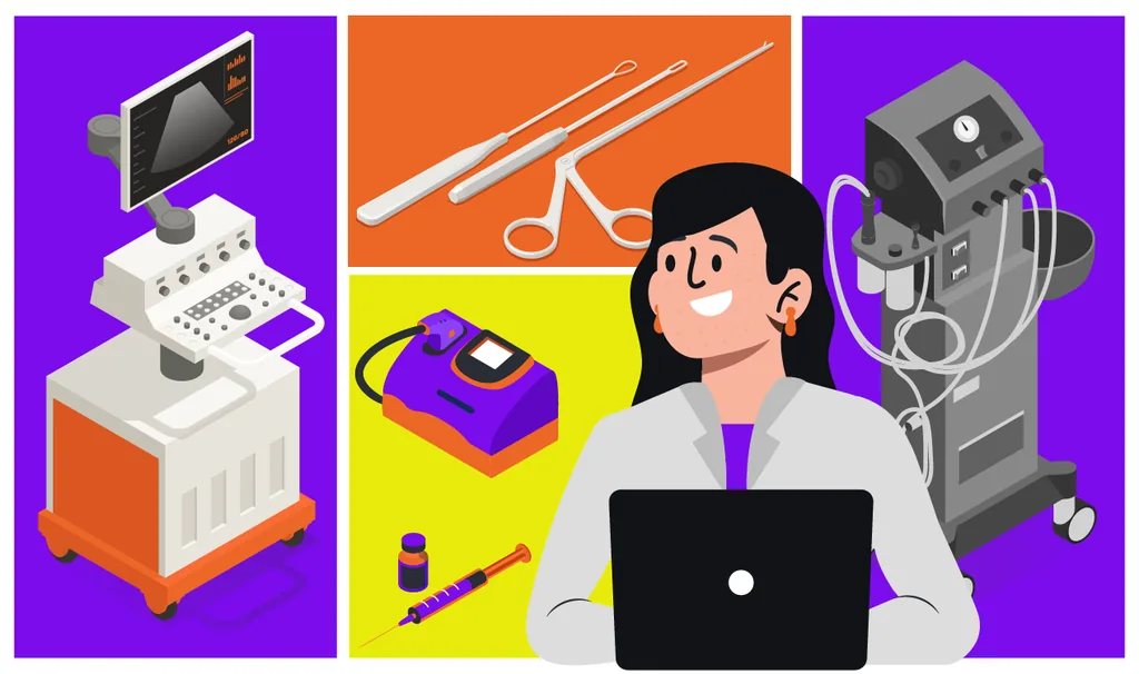 Equipamento clínica de estética. Imagem ilustrativa de uma profissional da estética avançada, no fundo da imagem, vemos equipamentos utilizados no dia a dia da clínica.