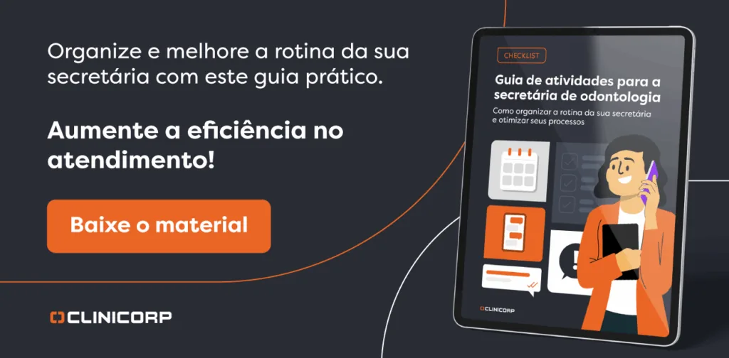 Checklist com o guia de atividades para a secretária da clínica odontológica