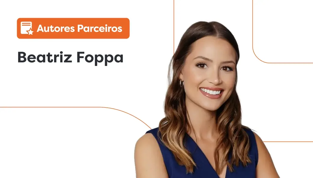 Imagem da Dr.ª Beatriz Foppa ao lado de um lettering escrito “autores parceiros”.