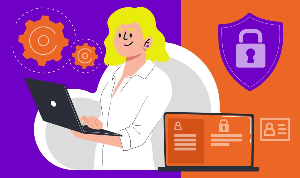 Documento digital protegido por cadeado e escudo, representando aviso de privacidade em clínicas odontológicas, com foco em proteção de dados e segurança da informação.