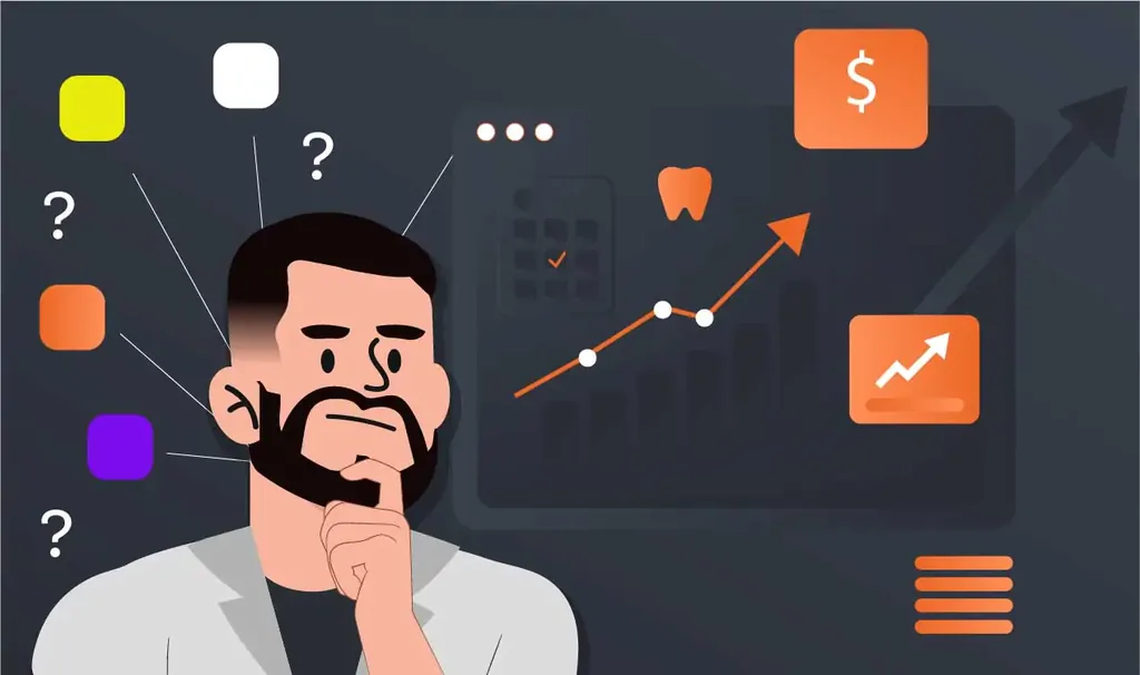 Imagem ilustrativa de dashboard com KPIs para odontologia mostrando agenda, finanças e conversão em um software de gestão para clínicas odontológicas.