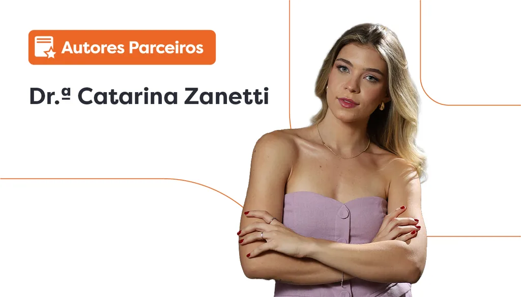 Imagem da Dr.ª Catarina Zanetti, ao lado dela há um lettering escrito “autores parceiros”.