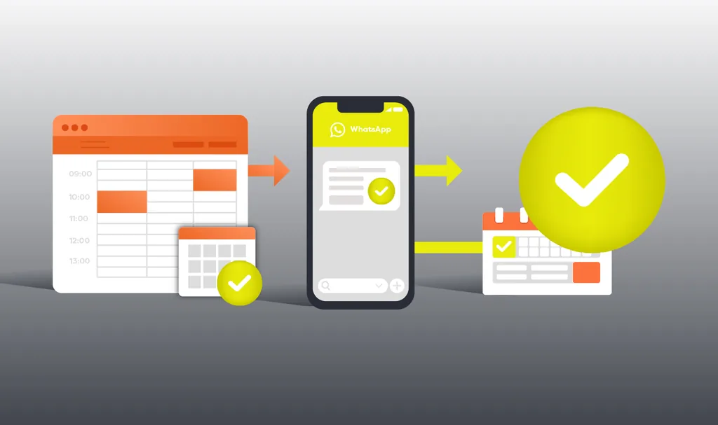Fluxo de confirmação de consulta automática via WhatsApp integrado a software odontológico, mostrando envio automático, resposta do paciente e atualização da agenda.