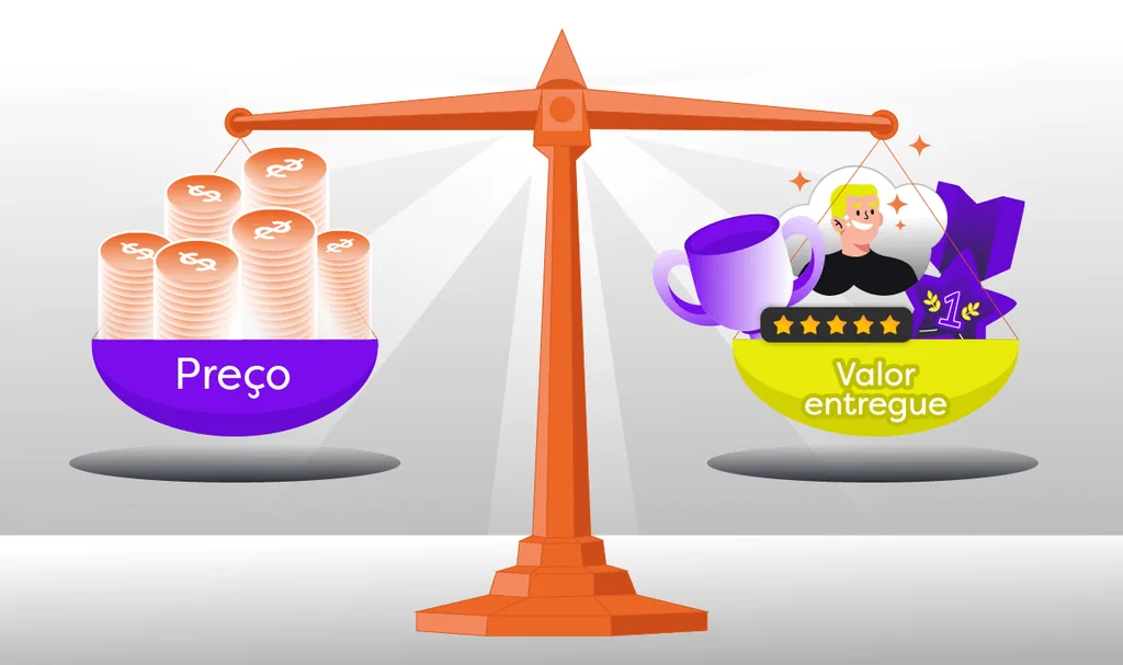 Preço software odontológico: imagem ilustrativa de uma balança que compara o preço de sistemas odontológicos com o valor que estes oferecem às clínicas.