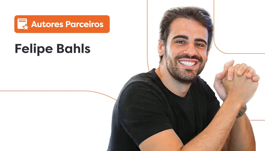 Aposentadoria para dentistas: imagem do Dr. Felipe Bahls, ao lado dele há um lettering escrito “autores parceiros”.