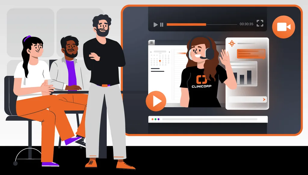 Imagem ilustrativa de um gestor mostrando um treinamento de um software odontológico para sua equipe.