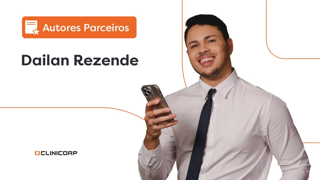 Reestruturação facial: imagem do Dr. Dailan Rezende. Ao lado dele, há um lettering escrito “autores parceiros”.