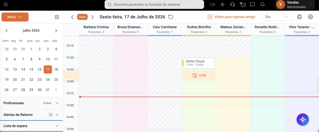 Captura de tela da Agenda Online do software odontológico Clinicorp.