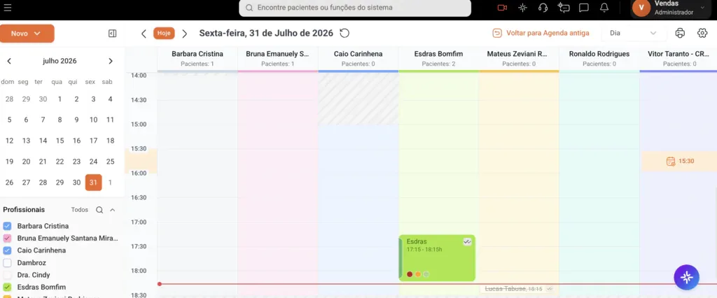 Captura de tela da Agenda Online do software odontológico Clinicorp.