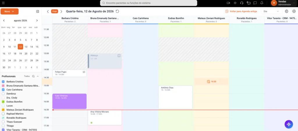 Captura de tela da Agenda Online do software odontológico Clinicorp.