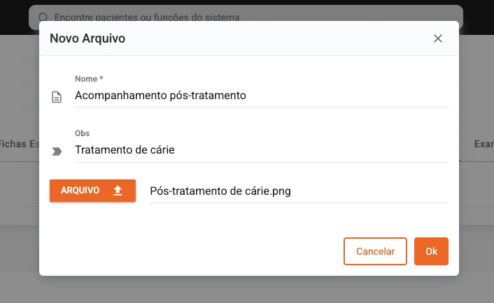 Print da tela onde é possível criar documentos digitais para enviar aos pacientes.