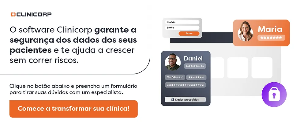Tela do software clinicorp e seus recursos de segurança